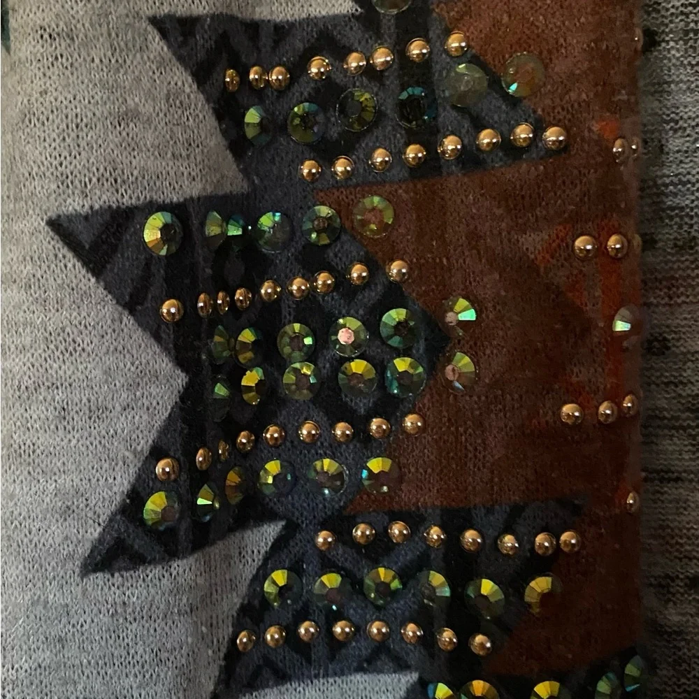 Vocal Aztec open vest cover up with Embellishments - Picture 9 of 9